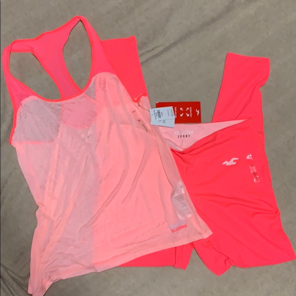 sports tank top & matching hot pink leggings